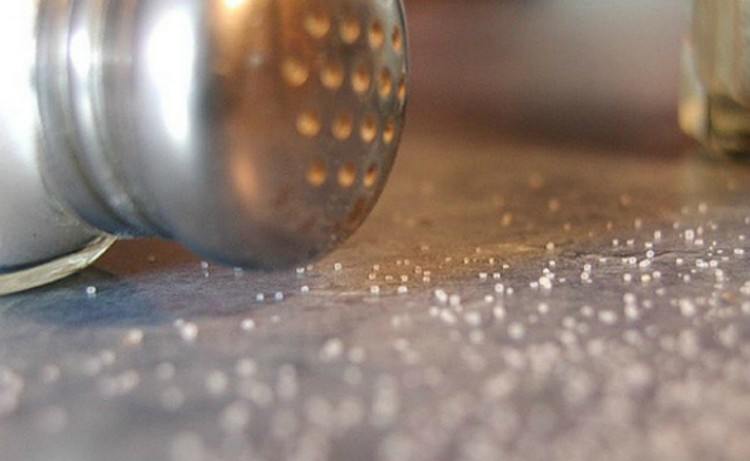 close-up of spilled salt