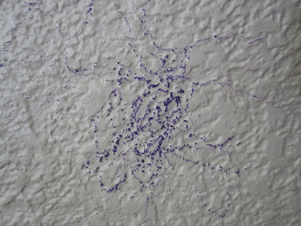 Crayon mark on wall.