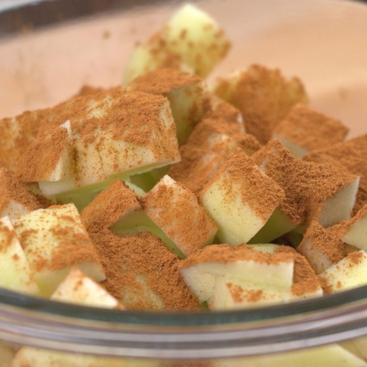 Combine diced apples with cinnamon