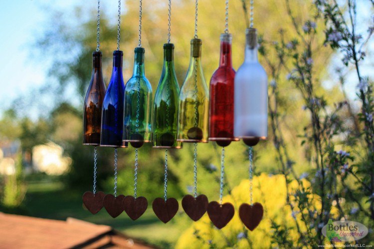 Wind chimes made of bottles.