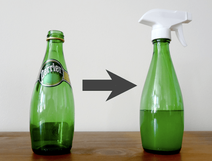 Glass bottle used as a sprayer.
